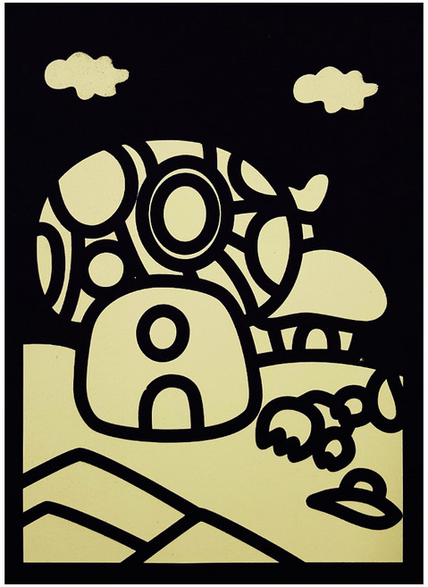 한국모루 포일 아트 스티커 호일 세트 만들기 꾸미기 동물 캐릭터 유치원 학교 홀로 그램 반짝이 DIY, 버섯집