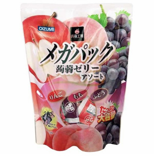오이즈미 곤약공방 곤약젤리 메가팩 파우치형 3가지맛 60개 960g 대용량 사과 복숭아 포도맛
