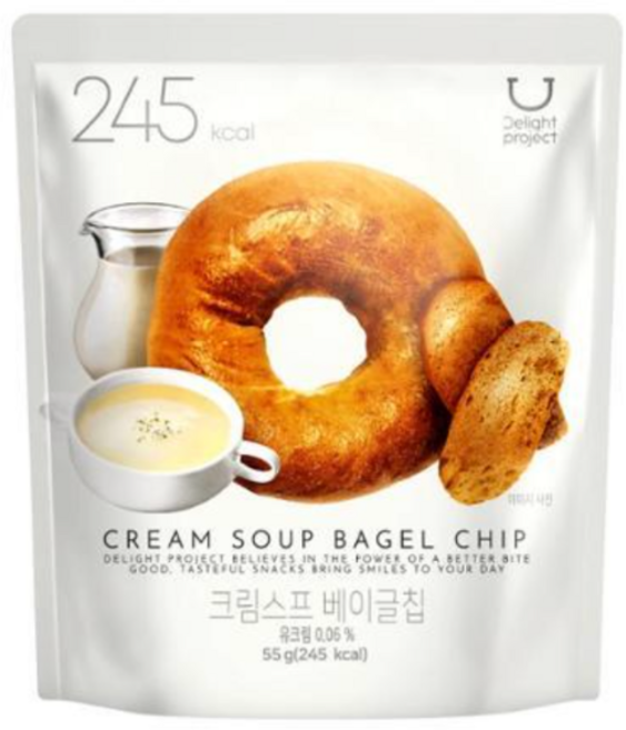 한정품 올리브영 딜라이트 오뚜기 콜라보 프로젝트 크림스프 베이글칩, 3개, 55g