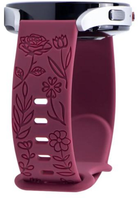 18MM 20mm 22mm 꽃 새겨진 밴드 삼성 갤럭시 시계 6 5 4 40mm 44mm 팔찌 5Pro 클래식 기어 액티브 2 실리콘, 13)wine red