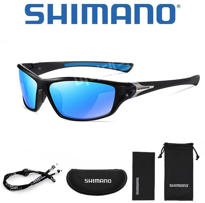 SHIMANO 변색 편광 고화질 낚시 선글라스 루어 낚시 플랫폼 낚시 운전 주야간 사용, 3029 블랙 블루 렌즈