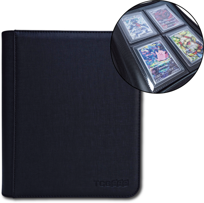 TCG999 탑로더 4포켓 카드앨범 바인더 포켓몬카드 112장 양면수납 보관함 케이스, 1개, 블랙