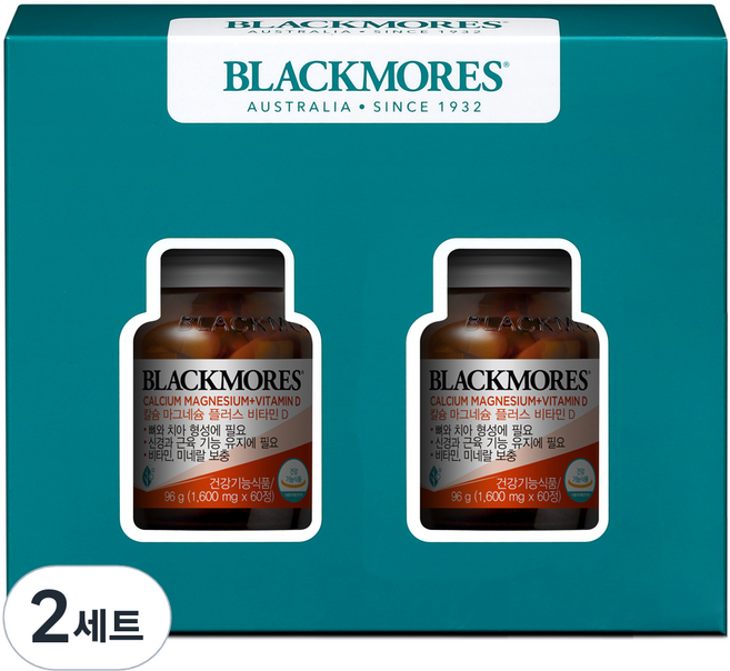 블랙모어스 칼슘 마그네슘 플러스 비타민 D 선물 세트, 192g, 2개, 120정
