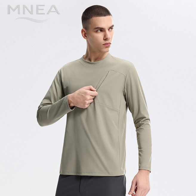 남성용 속건 쿨링 라운드넥 맨투맨 아웃도어 활동에 적합한 통기성 긴팔 트레이닝복