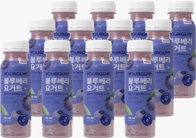 아침 간식 간편 마시는 락토프리 유얼거트 블루베리 요거트 190ml 12개