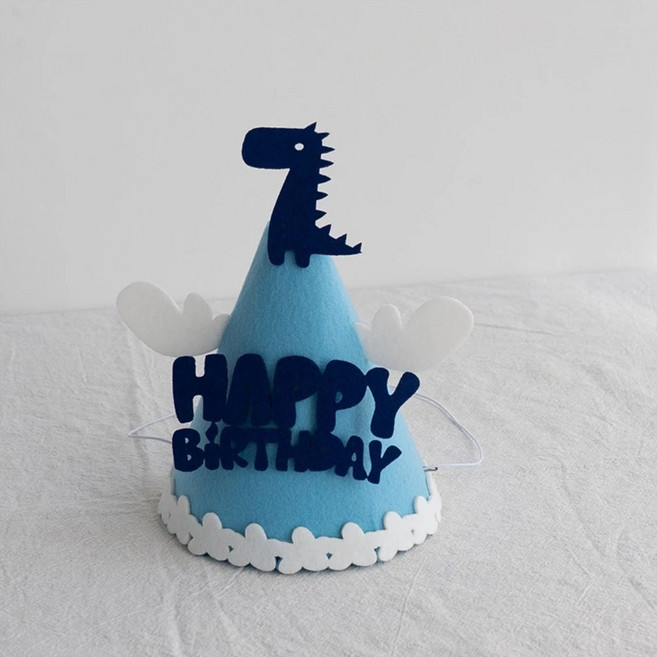 兒童生日派對帽 無紡布節日帽 快樂生日裝飾, 藍色小恐龍, 1個