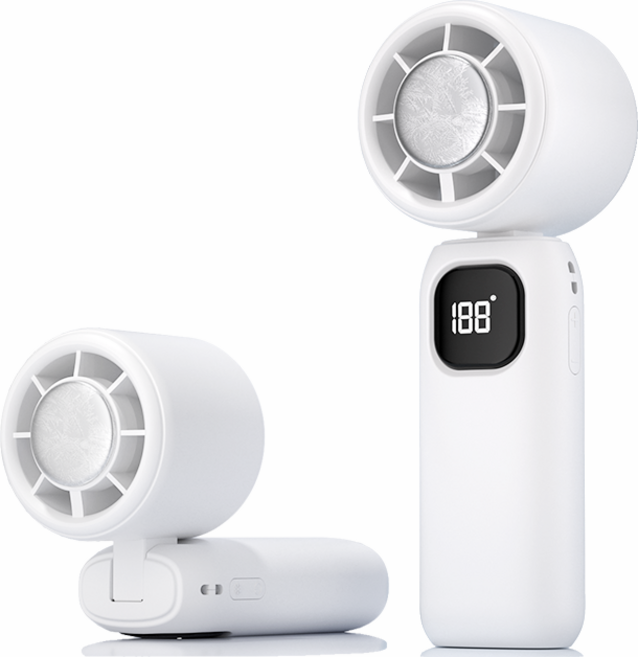 민루플 급속 냉각 에어컨 접이식 무선 휴대용 선풍기 미니선풍기 손선풍기 100단계 조절, 화이트