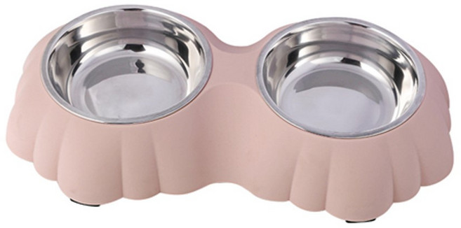 엔도리 반려동물 2구 식기, 핑크, 1개