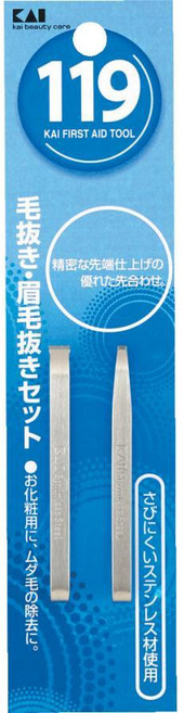 日本 貝印 KAI 119 拔毛夾組 不鏽鋼拔眉夾 修眉夾 KF-1015, 1個