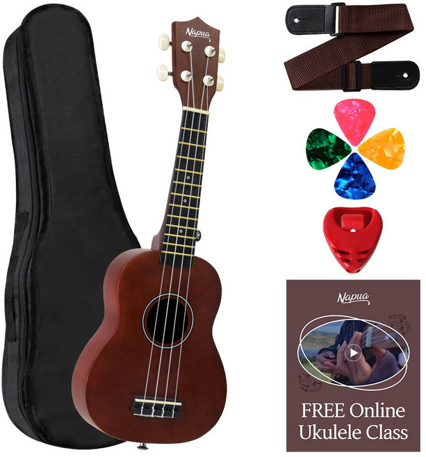 나푸아 입문용 교육용 소프라노 우쿨렐레 풀세트, 브라운