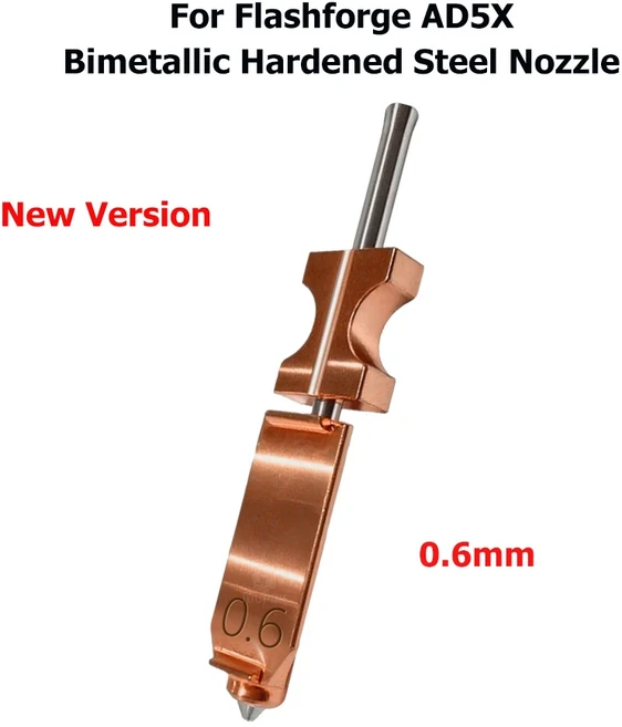 플래시 포지 AD5X 액세서리 바이메탈릭 노즐 AD5X 신형 업그레이드 강화 스틸 핫엔드 노즐 0.2/0.4/0.6/0.8, 11 0.6mm, 02 2 Sets