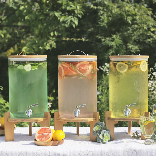 호텔사용 내열유리 음료 디스펜서 5L, 혼합색상, 1개