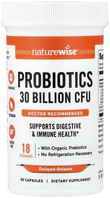 네이처와이즈 Max Care 프로바이오틱스 WiseBiotics 지연 방출 60 캡슐, 60정 - 쿠팡