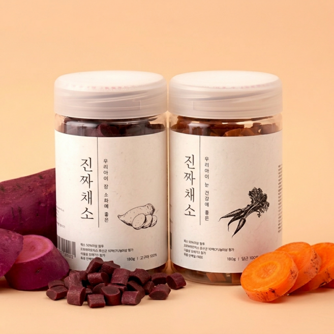 진짜채소 강아지 노즈워크 야채 간식 져키 180g, 2개, 고구마&유산균