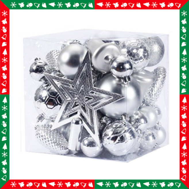 디어제이 크리스마스 트리 스타 볼 45p 오너먼트 별 장식 DW105, 1세트, 실버