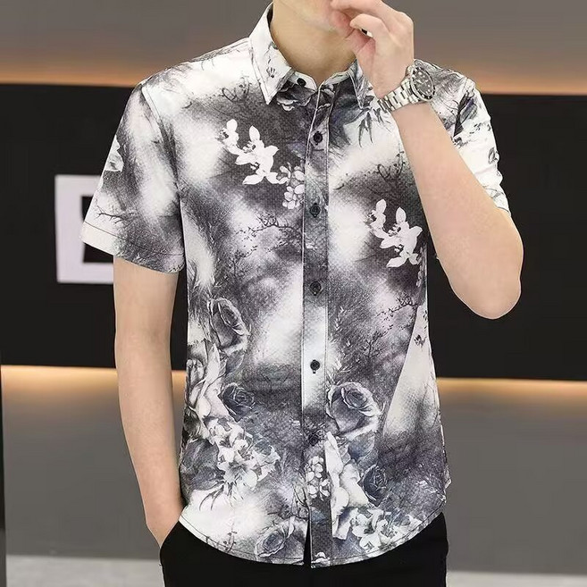 男士短袖花襯衫 夏威夷風休閒襯衫