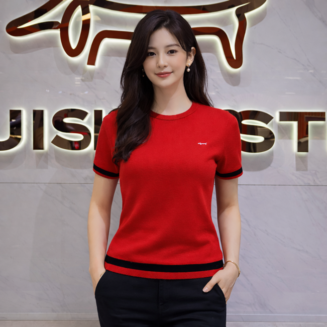 루이까스텔 [26년 여름 신상품 최저가] 여성 레이온 하이게이지 라운드골프니트 1/LO/SW/401/BCR