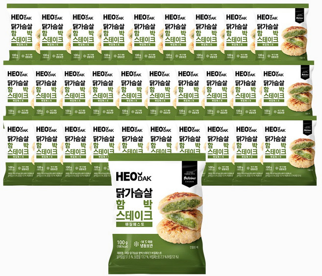 허닭 닭가슴살 함박스테이크 바질페스토, 30개, 100g