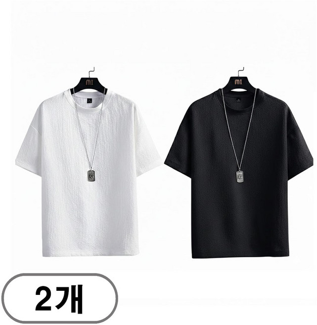 차쿠 1+1 남성 여름 쿨 아이스 반팔 티셔츠 중년 빅사이즈 반팔티