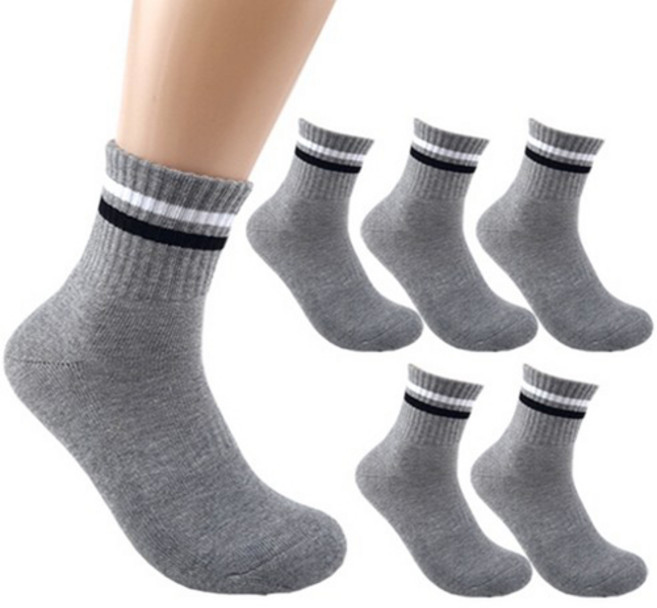 더베이직 남성용 두꺼운 이중쿠션 두줄 스포츠 중목 양말 6켤레
