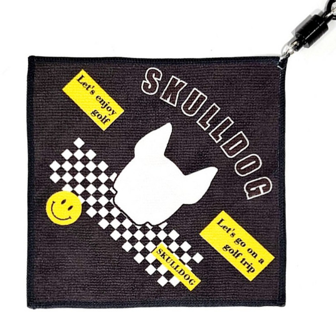 스컬독 골프 자석 마그넷 타올 양면 초극세사 공 수건 레트로 체커 노캐디 라운딩, 블랙, 1개