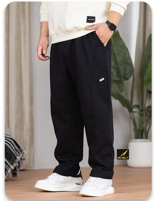 (36-50인치) 히트세븐 고중량 트레이닝바지 와이드 슬렉스 오버핏 트레이닝팬츠 운동복 작업복바지 바이크 5XL 6XL 7XL 8XL 9XL 10XL BSD20, 블랙