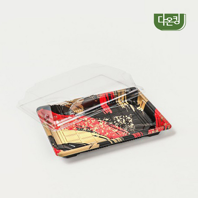 다온킹(소량) 사각초밥용기 HP-05 흑레드 합세트, 1세트, 50개