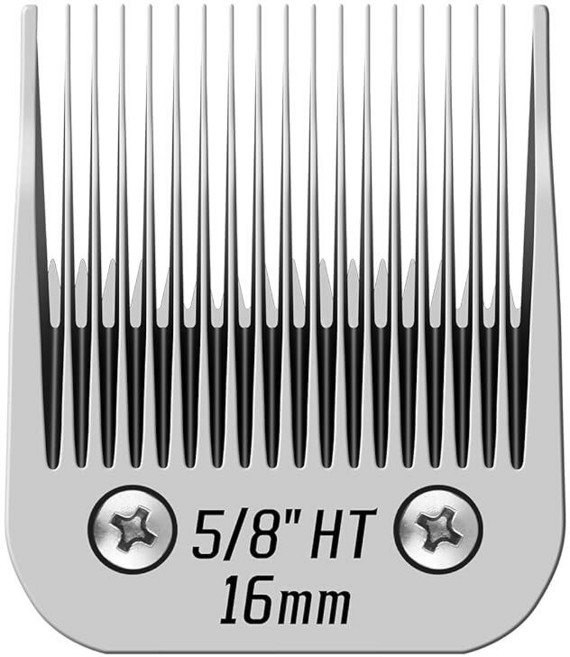 탈착식 애완견 그루밍 클리퍼 세라믹 블레이드 Andis 사이즈 10 컷 길이 1.5mm(1/16인치) Oster A5 Wahl KM10 시리즈 클리퍼와 호환 가능, 5/8HT 16mm, Silver