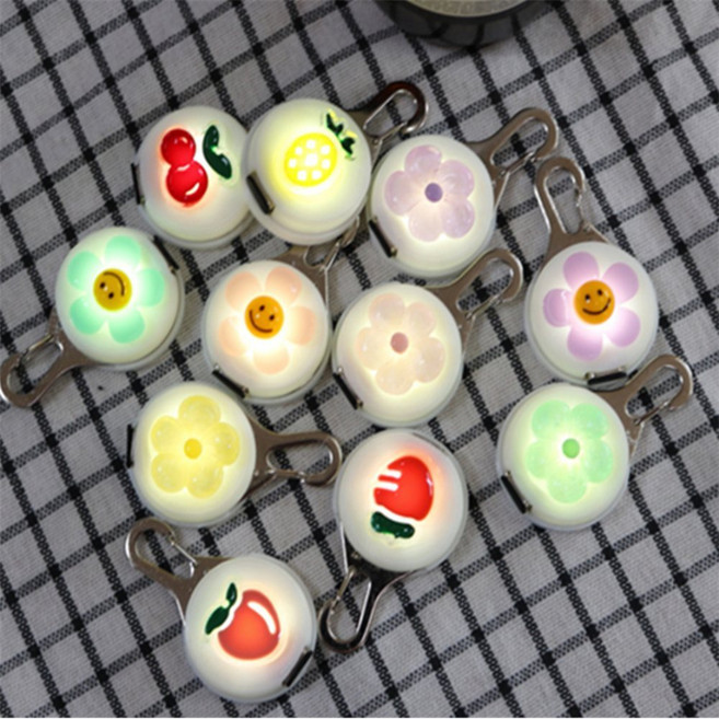 하나스마트 강아지 야간산책 꽃 LED 라이트 반려동물목걸이 LED조명목걸이, 복숭아