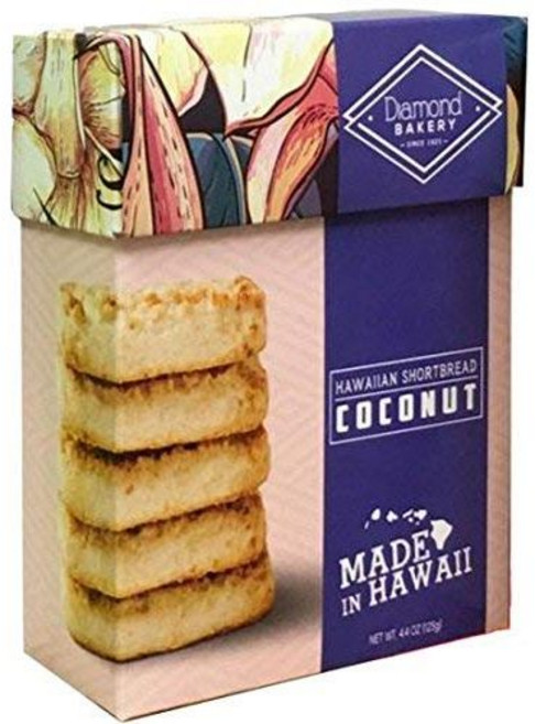 다이아몬드 베이커리 코코넛 하와이안 쇼트브레드 쿠키 124.7g Diamond Bakery Coconut Hawaiian Shortbread Cookies 4.4 ounce, 1개, 124g