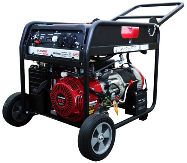 한도 혼다 산업용 발전기 HK-8000DE 키시동방식 바퀴 손잡이 포함 공업용 8.1(7.5)kw, 1개