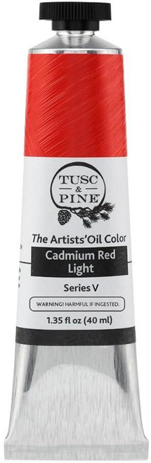 Tusc & Pine 아티스트 오일 페인트 - 티타늄 화이트 (아마씨) 40ml 황변 없음 풍부하고 크리미 한 일관성 최대 안료 부하 소량 가공 페인트 전문 아티스트, 1개(1개입), 카드뮴 레드 라이트