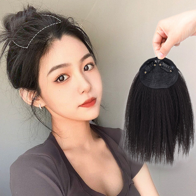 윗머리 볼륨 부분 가발 머리뽕부분 가발 정수리뽕 옆머리 뒷머리 헤어피스 볼륨 가발, 20cm-블랙, 1개