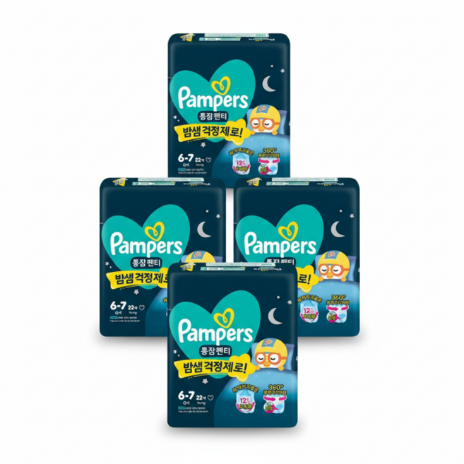 팸퍼스 통잠 팬티형 기저귀 아동용 6-7단계(15~25kg) 4p, 6단계, 88매