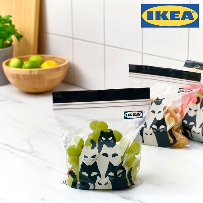 이케아 이스타드 지퍼백 1L 소형 할로윈 고양이 패턴, 1박스, 25개입, 소(S)