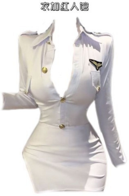 空姐制服風格洋裝 翻領收腰包臀裙