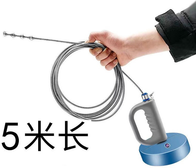 家用管道疏通器，手搖式彈簧設計，適用於馬桶廚房地漏堵塞排除, 1個, 手搖疏通器5米
