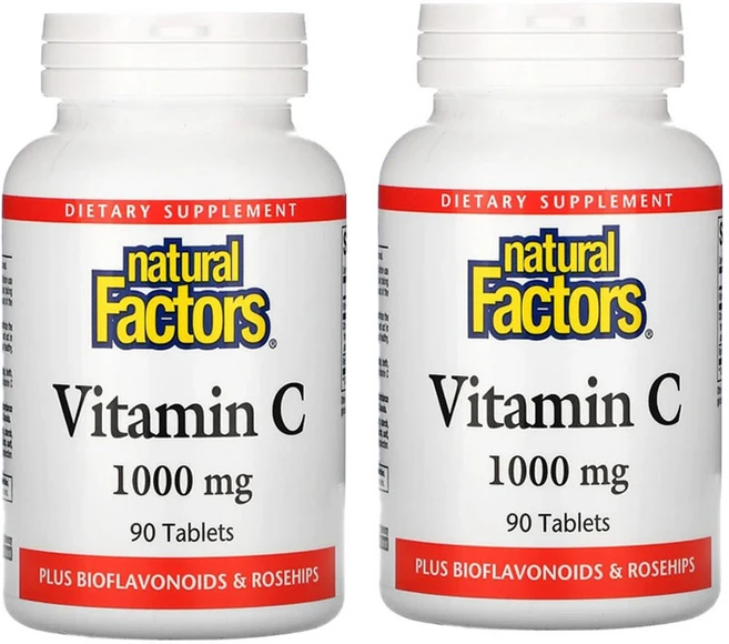 내추럴팩터스 비타민C 플러스 바이오플라보노이드로즈힙 1000mg, 90개입, 2개, 90정 - 쿠팡
