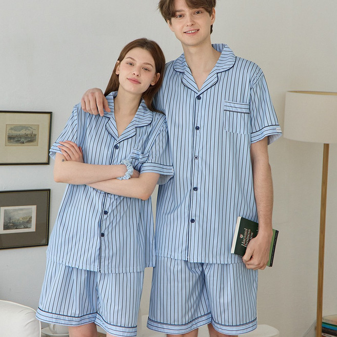 마리끄 브리즈라인 남성 여성 커플 스트라이프 잠옷