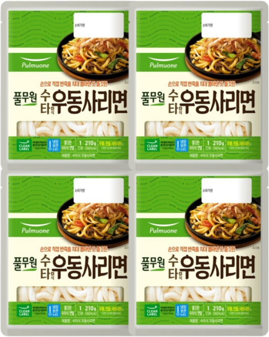 풀무원 수타우동사리면 210g, 4개