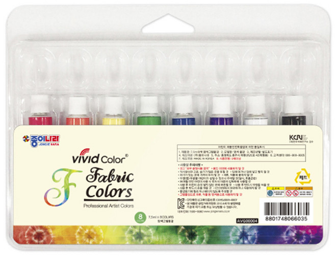 종이나라 비비드 염색 물감 8색 7.5ml 준비물 화방 소묘 8색 파레트 미술 데코 붓 종이나라 포스터, 1개