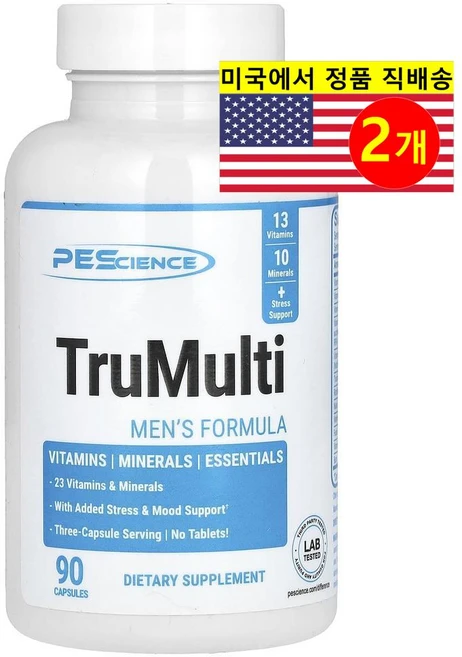 PEScience 트루멀티 남성용 종합 비타민 TruMulti Mens Multivitamin, 90정, 2개 - 쿠팡