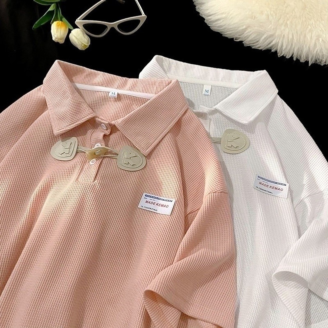 ins 하버드와플 숏스위트쿨넥와펜상의여반팔티셔츠5558-P39홀더49여성용