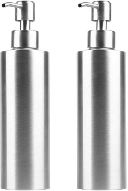 스테인래스 304재질 디스펜서 350ml 1+1, 1세트, 실버