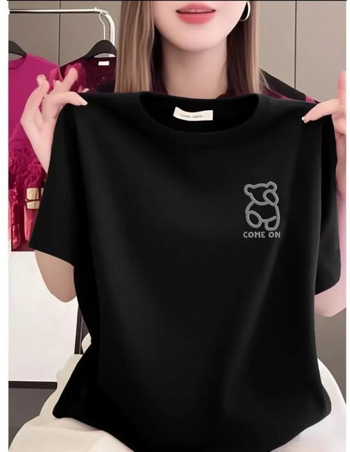 (TRENDISTY)보그핏 샤셔상의 / 여성 데일리 반팔 티셔츠 캐릭터 기본 상의