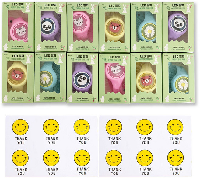 루아르모 어린이 LED 썸머 팔찌 밴드 12p + 스티커 12p 세트, 혼합색상, 1개