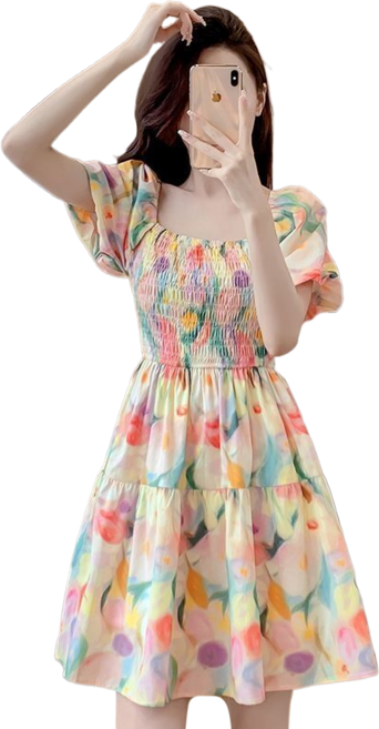 여성 여름 플라워 원피스 데일리룩 비치웨어 원피스 뉴타임즈 0512YD06M