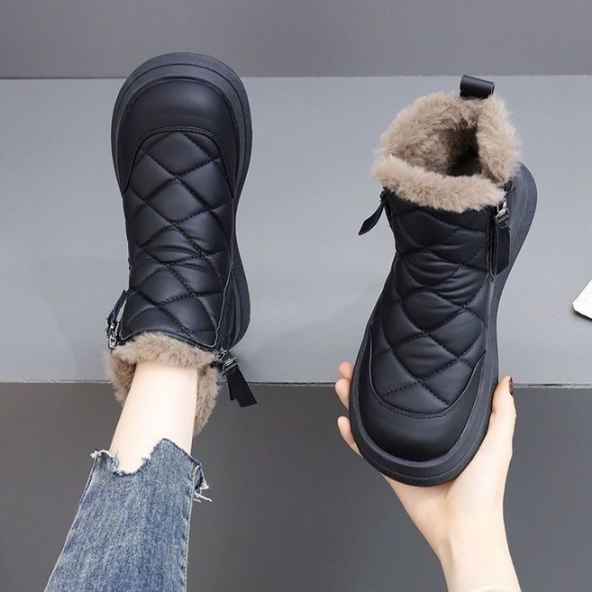 ROYALBELLE 여성 중년 엄마 따뜻한 털안감 편한 데일리 캐주얼 방한 미끄럼방지 단화 부츠 B0091993