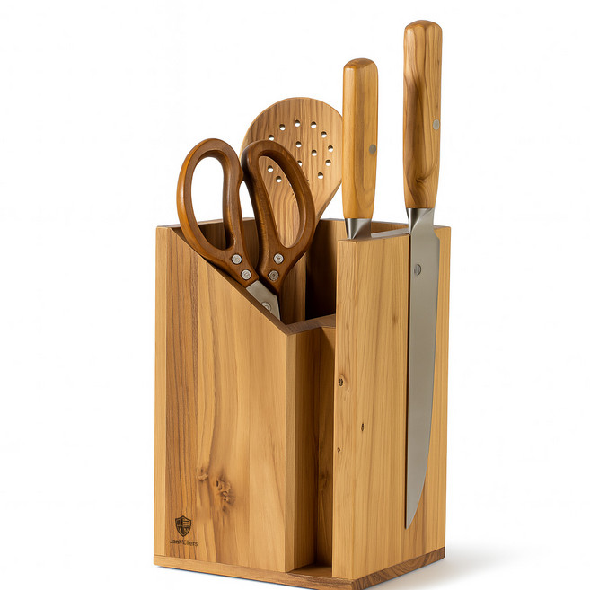 얀뮬러 티크우드 조리도구 보관 자석 칼 거치대, 1개