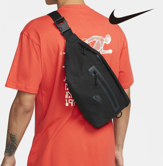 나이키 지퍼풀 엘리멘탈 힙팩 웨이스트백 빅사이즈 크로스백, 블랙